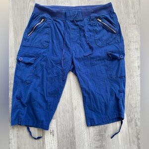 Women's Utility Cargo Shorts with Drawstring - Royal Blue